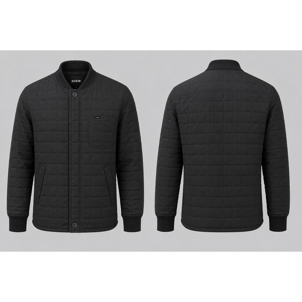 KR3W krew Men's Black Quilted Bomber Jacket Fall/Winter Coat